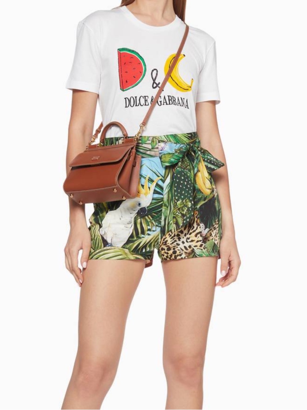 Dolce & Gabbana Green & Blue Tropical Parrot and Leopard Shorts